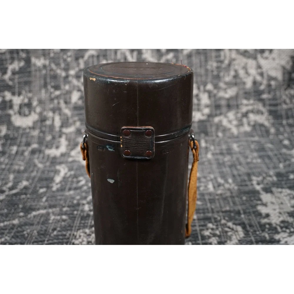 Nikon Nikkor F Brown Leather Hard Lens Case 5 1/4 x‎ 3 1/2 Inch Vintage V29